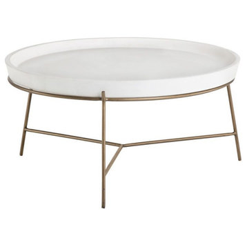 Sunpan MIXT Remy Coffee Table - Antique Brass - Ivory