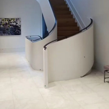 Knee Wall Railing with Custom Curved Stairs