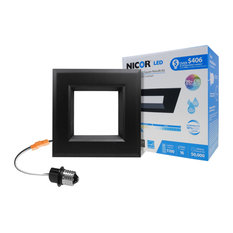 NICOR 6" White Square LED Recessed Downlight, Black/3000k