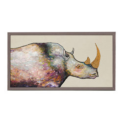 GreenBox Art - "Giant Rhinoceros - Cream" Mini Framed Canvas by Eli Halpin - Prints And Posters