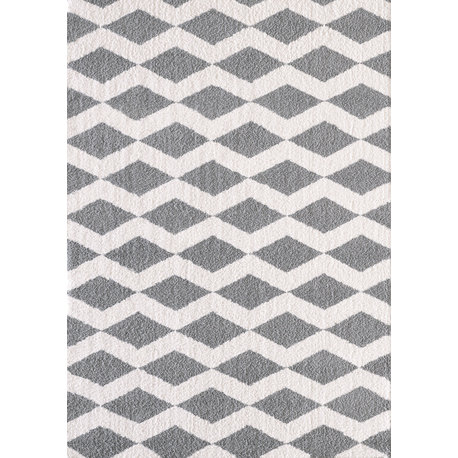 Silky Shag 5904-119 Area Rug, White And Silver, 3'11"x5'7"