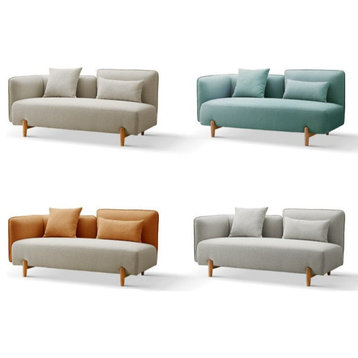 Beech Solid Wood Sofa, Right Armrest 62.8x22.8x9.5 Inch Fog Gray