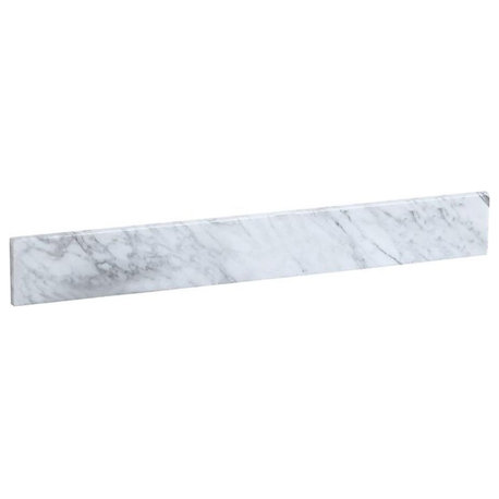 Maklaine Modern 32" Traditional Marble Backsplash in Carrara White Finish