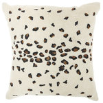 Mina Victory - Mina Victory Luminescence Beaded Leopard 20" x 20" Ivory Indoor Throw Pillow - Jewelry for your rooms, this elegantly handcrafted rhinestone, bead and embroidered collection adds a touch of sparkle to your day.