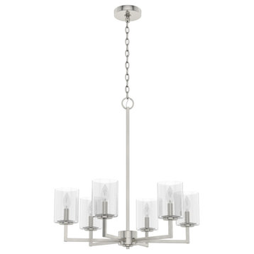 Kerrison Brushed Nickel With Seeded Glass 6 Light Chandelier Ceiling
