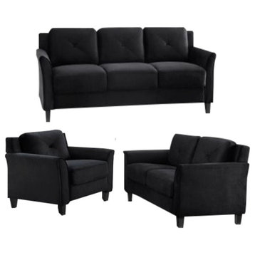LifeStyle Solutions Hartford 3 Piece Microfiber Sofa Set in Black