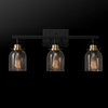 3-Light Matte Black Vanity Light with Matte Brass Accent Sockets