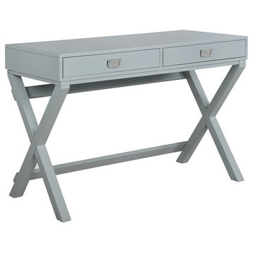 Linon Peggy Two Drawer Wood Writing Desk in Gray