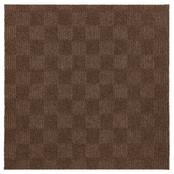 Tattersall Peel and Stick Carpet Tile, Pack of 15, Cafe Brown, 24"x24"