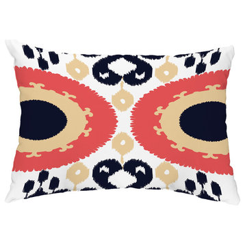 Boho 14"x20" Decorative Abstract Outdoor Throw Pillow, Coral