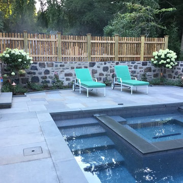 Bryn Mawr house and pool stonework
