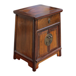 Chinese Ming Style Republic China Brown Simple End Table Nightstand - Nightstands And Bedside Tables