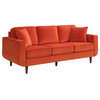 Lexicon Rand 82.5" Mid-Century Velvet Sofa with 2 Pillows in Orange