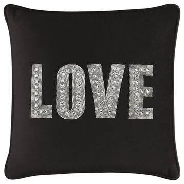 Sparkles Home Love Montaigne Pillow, Black Velvet, 16x16"