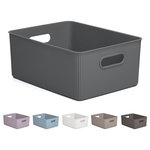 Superio - Superio Ribbed Storage Bin, Plastic Storage Basket, Grey, 15 L - Organizing your space with these colorful storage bins, from baby clothes to living room extra organization, keep your surroundings neat and tidy. The storage basket comprises thick plastic with a built-in handle with a ribbed design and solid construction, ideal for organizing closet and pantry items.