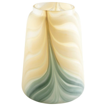 Cyan Medium Hearts Of Palm Vase 09532, Yellow and Green