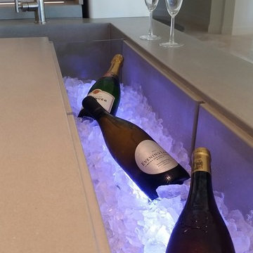 Residential Concrete Bar with Integrated Champagne Trough and Sink