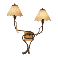 lune 378 Wall Scone, Rust Brown and Gold, Satin Amber