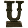 Iron Ornate Standing Monogram Letter U Tier Tray Tabletop Figurine 5 Inches