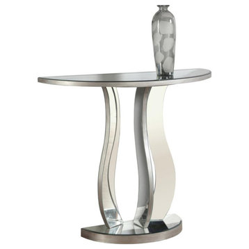 Accent Table - 36"L / Brushed Silver / Mirror