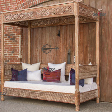 Devi Carved Andalus Canopy Daybed