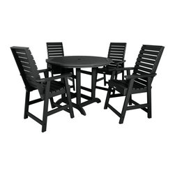 Highwood USA - Weatherly 5-Piece Round Dining Set - Outdoor Dining Sets