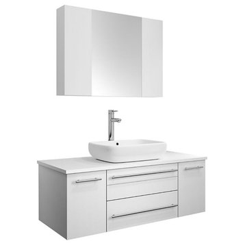 Fresca Lucera 42" Modern Wood Bathroom Vanity with Medicine Cabinet in White