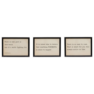 Set of 3, 14"W x 10"H Wood Framed Wall Décor with Saying