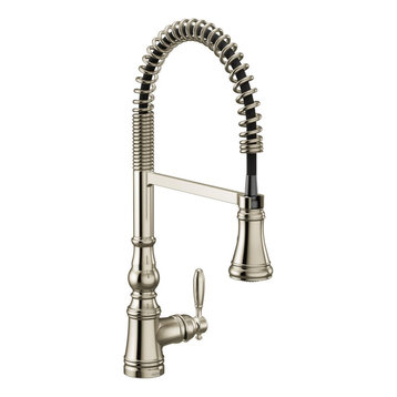 Moen Weymouth 1H Pre-Rinse Pulldown Kitchen Faucet Polished Nickel, S73104NL