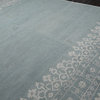 10'x14' Hand Tufted Wool  Oriental Area Rug Aqua, Beige Color