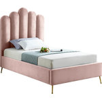 Meridian Furniture - Lily Velvet Bed, Pink, Twin - Elegant and eye-catching, the stunning pink velvet Lily Twin Bed from Meridian Furniture is the perfect addition to any space.