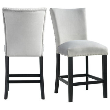 Celine Gray Velvet Counter Height Chair Set