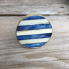 Gold Toned Drawer Knobs With Blue and White Bone Inlay