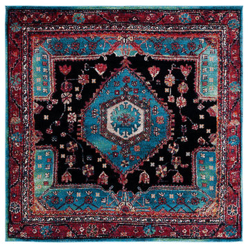 Safavieh Vintage Hamadan Vth204K Rug, Turquoise and Black, 6'7"x6'7" Square