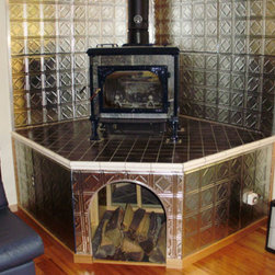 Antique Fireplace Grotto with Tin Tile Accents - Accent Trim And Border Tile