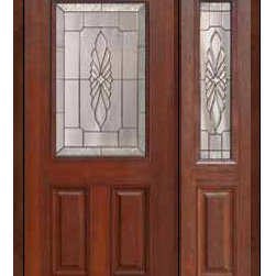 Prehung Sidelight Door 80 Fiberglass Versailles 1/2 Lite Glass - Front Doors