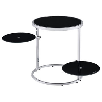 Lynch Side Table, Black and Chrome Finish