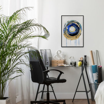 "Spherical Gold Ring" Floater Framed Painting Print on Canvas