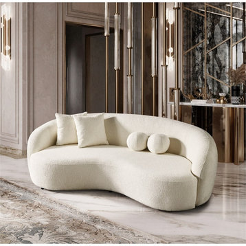 Bursa Japandi Style Luxury Modern Boucle Fabric Curvy Ivory Couch