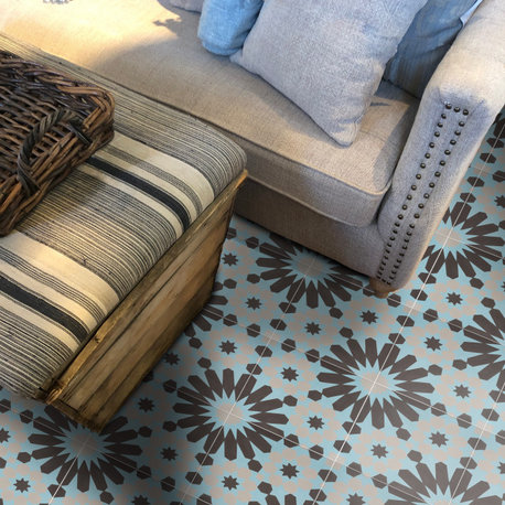 Handmade Agdal, 8x8", Blue/Black/Gray