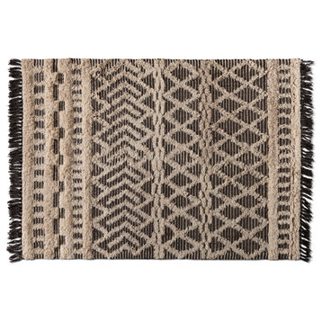 Ayselle Modern Farmhouse Ivory and Charcoal Handwoven Wool Area Rug