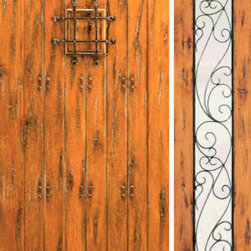 Front Prehung Door with One Sidelite, Knotty Alder with Speakeasy - Front Doors