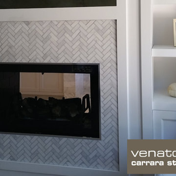 Carrara Venato Marble 1x3" Herringbone Mosaic Tile ($11.45SF 2015)