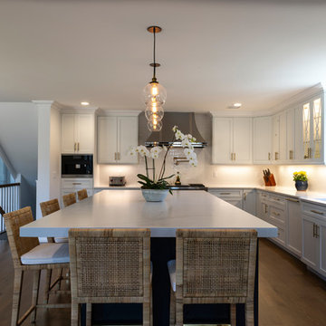 White Modern Kitchen with Compac Quartz Counters and Island