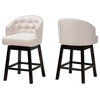 Tinalyn Swivel Counter Stool, Set of 2, Beige/Espresso Brown, Fabric