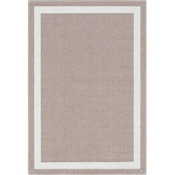 Unique Loom Taupe/Ivory Border Decatur Area Rug, Taupe/Ivory, 4'2x6'0