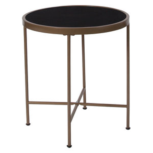 Flash Furniture Greenwich Collection Glass End Table with Matte Gold Frame