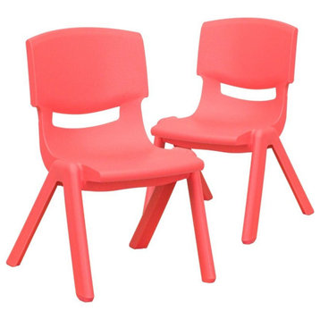 Flash Furniture 10.5" Plastic Stackable Preschool Chair in Red (Set of 2)