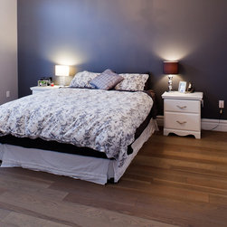 Neutral Master Bedroom - Hardwood Flooring