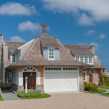 Garage & Stone Driveway - North-by-Northeast -Custom Cape Cod Beach House
